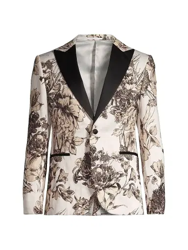Pal Zileri Men's Floral Dinner Jacket - Ivory Multi - Size 40 | Thumbnail 1 Pal Zileri Men's Floral Dinner Jacket - Ivory Multi - Size 40 | Thumbnail 1
