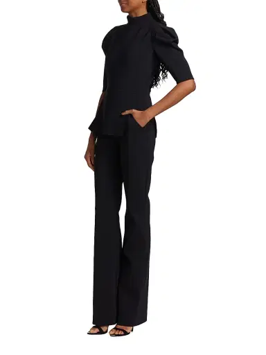 Chiara Boni La Petite Robe Women's Zusanna Mixed-Media Puff-Sleeve Jumpsuit | Thumbnail 3 Chiara Boni La Petite Robe Women's Zusanna Mixed-Media Puff-Sleeve Jumpsuit | Thumbnail 3