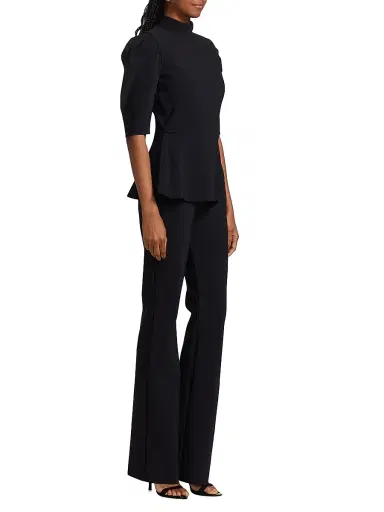 Chiara Boni La Petite Robe Women's Zusanna Mixed-Media Puff-Sleeve Jumpsuit | Thumbnail 4 Chiara Boni La Petite Robe Women's Zusanna Mixed-Media Puff-Sleeve Jumpsuit | Thumbnail 4