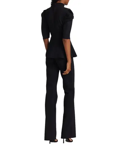 Chiara Boni La Petite Robe Women's Zusanna Mixed-Media Puff-Sleeve Jumpsuit | Thumbnail 5 Chiara Boni La Petite Robe Women's Zusanna Mixed-Media Puff-Sleeve Jumpsuit | Thumbnail 5