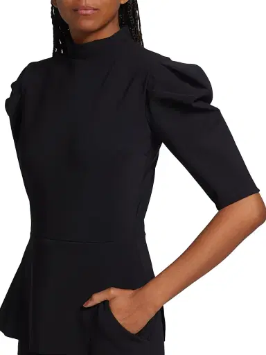 Chiara Boni La Petite Robe Women's Zusanna Mixed-Media Puff-Sleeve Jumpsuit | Thumbnail 6 Chiara Boni La Petite Robe Women's Zusanna Mixed-Media Puff-Sleeve Jumpsuit | Thumbnail 6
