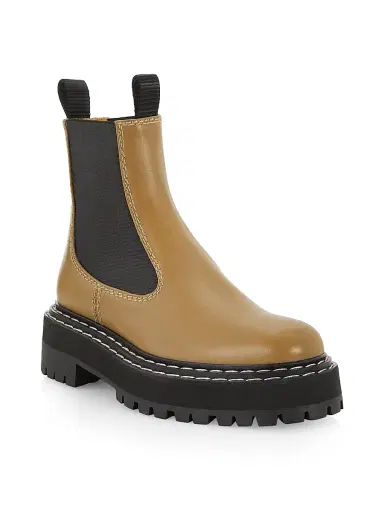 Proenza Schouler Women's Leather Lug-Sole Chelsea Boots - Brown | Thumbnail 2 Proenza Schouler Women's Leather Lug-Sole Chelsea Boots - Brown | Thumbnail 2