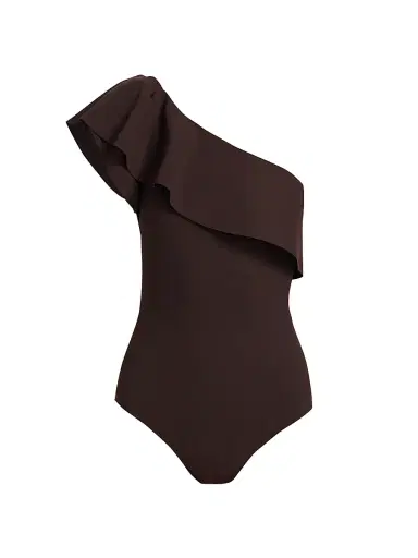Chiara Boni La Petite Robe Women's Eli Ruffle One-Piece Swimsuit - Brown - Size 8 | Thumbnail 1 Chiara Boni La Petite Robe Women's Eli Ruffle One-Piece Swimsuit - Brown - Size 8 | Thumbnail 1