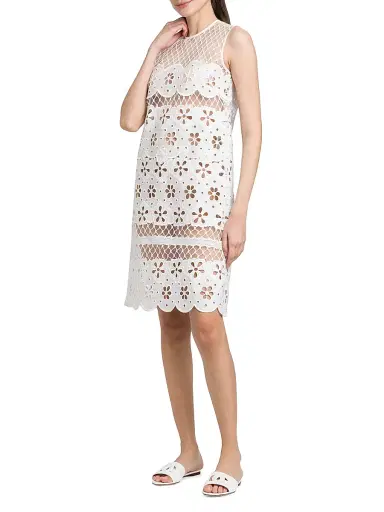 Dolce & Gabbana Women's Floral-Embroidered Cotton-Blend Dress - Bianco Ottico | Thumbnail 2 Dolce & Gabbana Women's Floral-Embroidered Cotton-Blend Dress - Bianco Ottico | Thumbnail 2