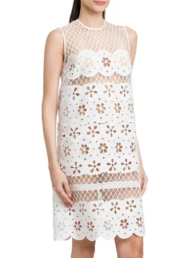 Dolce & Gabbana Women's Floral-Embroidered Cotton-Blend Dress - Bianco Ottico | Thumbnail 4 Dolce & Gabbana Women's Floral-Embroidered Cotton-Blend Dress - Bianco Ottico | Thumbnail 4