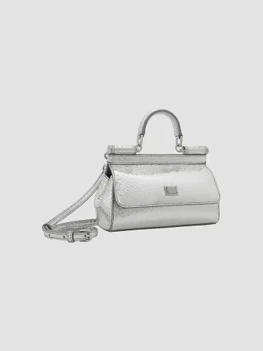 Dolce & Gabbana Women's Sicily Metallic Python Leather Top-Handle Bag - Argento | Thumbnail 5 Dolce & Gabbana Women's Sicily Metallic Python Leather Top-Handle Bag - Argento | Thumbnail 5