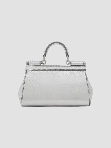 Dolce & Gabbana Women's Sicily Metallic Python Leather Top-Handle Bag - Argento | Thumbnail 6 Dolce & Gabbana Women's Sicily Metallic Python Leather Top-Handle Bag - Argento | Thumbnail 6