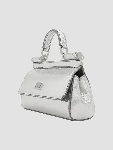 Dolce & Gabbana Women's Sicily Metallic Python Leather Top-Handle Bag - Argento | Thumbnail 7 Dolce & Gabbana Women's Sicily Metallic Python Leather Top-Handle Bag - Argento | Thumbnail 7