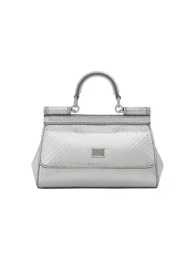 Dolce & Gabbana Women's Sicily Metallic Python Leather Top-Handle Bag - Argento | Thumbnail 1 Dolce & Gabbana Women's Sicily Metallic Python Leather Top-Handle Bag - Argento | Thumbnail 1