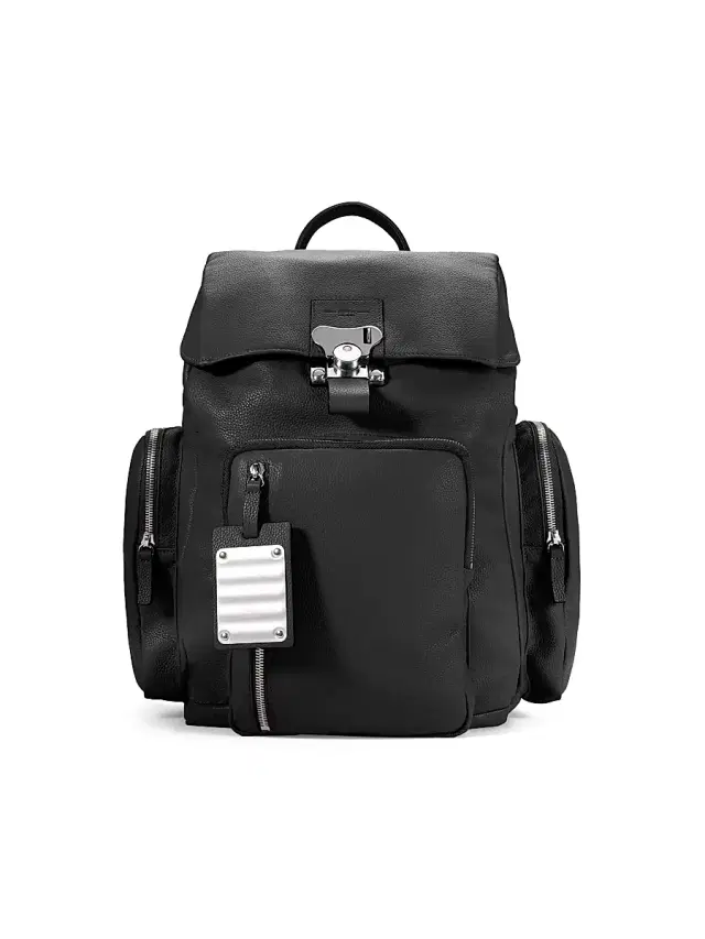 Men's On the Road Small Leather Backpack - Black Men's On the Road Small Leather Backpack - Black