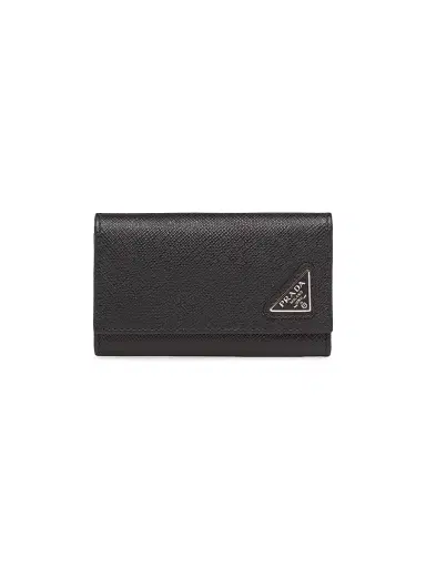 Prada Men's Saffiano Leather Key Case - Black | Thumbnail 1 Prada Men's Saffiano Leather Key Case - Black | Thumbnail 1