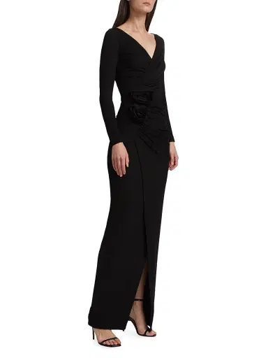Chiara Boni La Petite Robe Women's Tarcisia Rosette Draped Jersey Gown - Nero | Thumbnail 2 Chiara Boni La Petite Robe Women's Tarcisia Rosette Draped Jersey Gown - Nero | Thumbnail 2