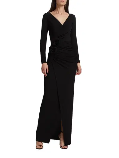 Chiara Boni La Petite Robe Women's Tarcisia Rosette Draped Jersey Gown - Nero | Thumbnail 3 Chiara Boni La Petite Robe Women's Tarcisia Rosette Draped Jersey Gown - Nero | Thumbnail 3