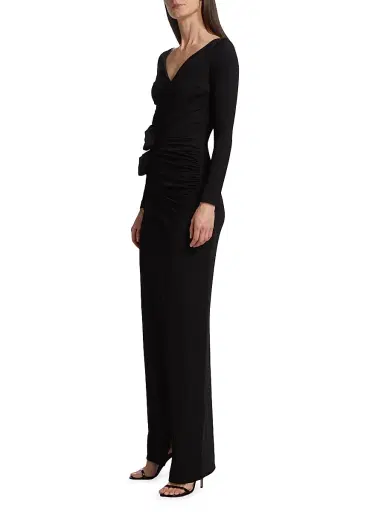 Chiara Boni La Petite Robe Women's Tarcisia Rosette Draped Jersey Gown - Nero | Thumbnail 4 Chiara Boni La Petite Robe Women's Tarcisia Rosette Draped Jersey Gown - Nero | Thumbnail 4