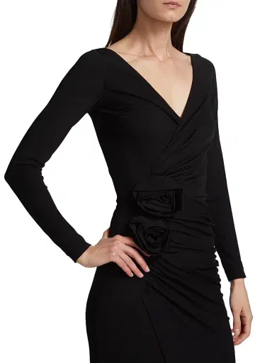 Chiara Boni La Petite Robe Women's Tarcisia Rosette Draped Jersey Gown - Nero | Thumbnail 6 Chiara Boni La Petite Robe Women's Tarcisia Rosette Draped Jersey Gown - Nero | Thumbnail 6