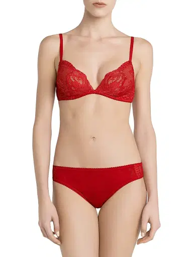 La Perla Women's Brigitta Floral Lace Triangle Bra - Red Lips | Thumbnail 2 La Perla Women's Brigitta Floral Lace Triangle Bra - Red Lips | Thumbnail 2