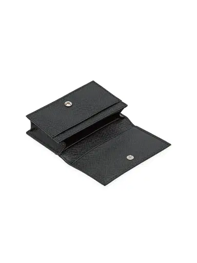 Prada Men's Saffiano Leather Card Holder - Black | Thumbnail 2 Prada Men's Saffiano Leather Card Holder - Black | Thumbnail 2