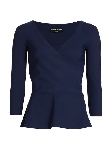 Chiara Boni La Petite Robe Women's Poppy V-Neck Peplum Top | Thumbnail 1 Chiara Boni La Petite Robe Women's Poppy V-Neck Peplum Top | Thumbnail 1