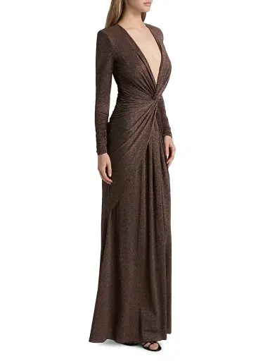 Chiara Boni La Petite Robe Women's Hajar Metallic Jersey Twist-Front Gown | Thumbnail 4 Chiara Boni La Petite Robe Women's Hajar Metallic Jersey Twist-Front Gown | Thumbnail 4