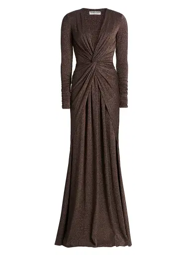 Chiara Boni La Petite Robe Women's Hajar Metallic Jersey Twist-Front Gown | Thumbnail 1 Chiara Boni La Petite Robe Women's Hajar Metallic Jersey Twist-Front Gown | Thumbnail 1