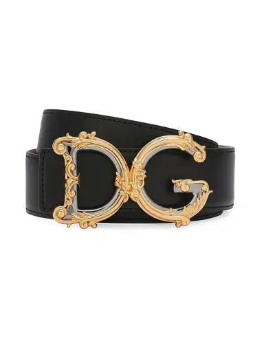 Dolce & Gabbana Women's 50MM DG Baroque Leather Belt - Nero - Size Large | Thumbnail 1 Dolce & Gabbana Women's 50MM DG Baroque Leather Belt - Nero - Size Large | Thumbnail 1