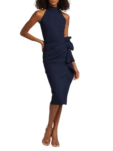 Chiara Boni La Petite Robe Women's Halter Ruffle Midi Dress | Thumbnail 2 Chiara Boni La Petite Robe Women's Halter Ruffle Midi Dress | Thumbnail 2