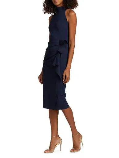 Chiara Boni La Petite Robe Women's Halter Ruffle Midi Dress | Thumbnail 4 Chiara Boni La Petite Robe Women's Halter Ruffle Midi Dress | Thumbnail 4