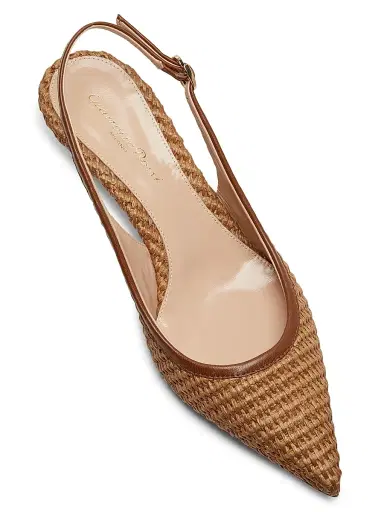 Gianvito Rossi Women's Marbella 55MM Raffia & Leather Pumps - Tan | Thumbnail 4 Gianvito Rossi Women's Marbella 55MM Raffia & Leather Pumps - Tan | Thumbnail 4