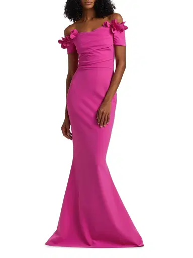 Chiara Boni La Petite Robe Women's Yiana Floral Appliqué Gown | Thumbnail 3 Chiara Boni La Petite Robe Women's Yiana Floral Appliqué Gown | Thumbnail 3