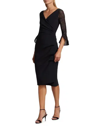 Chiara Boni La Petite Robe Women's Triana Lace-Sleeve Midi-Dress | Thumbnail 2 Chiara Boni La Petite Robe Women's Triana Lace-Sleeve Midi-Dress | Thumbnail 2
