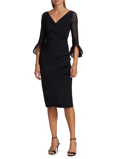 Chiara Boni La Petite Robe Women's Triana Lace-Sleeve Midi-Dress | Thumbnail 3 Chiara Boni La Petite Robe Women's Triana Lace-Sleeve Midi-Dress | Thumbnail 3