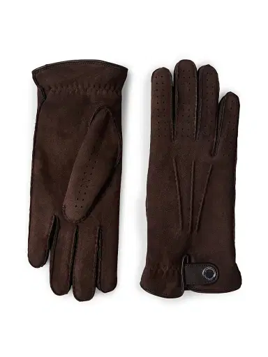 Brunello Cucinelli Men's Suede Shearling Gloves - Coffee | Thumbnail 2 Brunello Cucinelli Men's Suede Shearling Gloves - Coffee | Thumbnail 2
