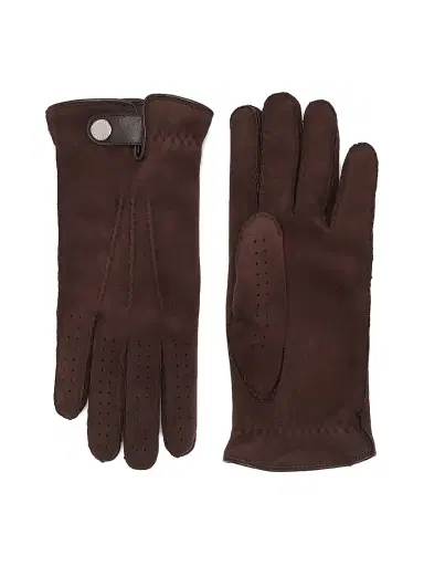 Brunello Cucinelli Men's Suede Shearling Gloves - Coffee | Thumbnail 1 Brunello Cucinelli Men's Suede Shearling Gloves - Coffee | Thumbnail 1