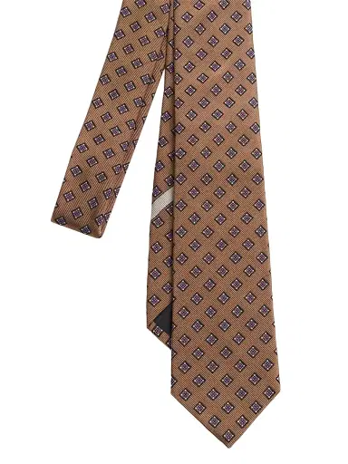 Valentino Garavani Men's Valentie Micro-Check Silk Tie - Beige Black | Thumbnail 3 Valentino Garavani Men's Valentie Micro-Check Silk Tie - Beige Black | Thumbnail 3