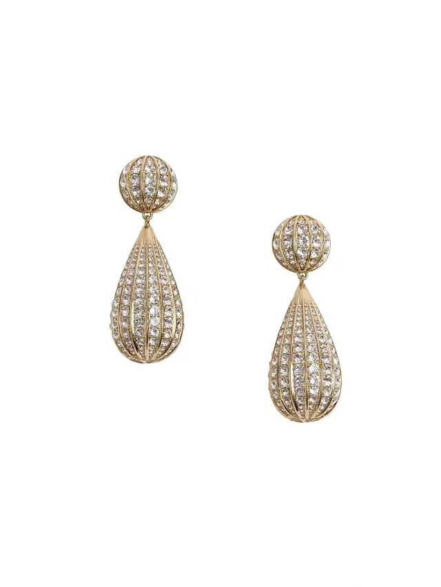 Women's Poetiques Des Gouttes Metal and Swarovski Crystal Earrings - Gold Crystal Women's Poetiques Des Gouttes Metal and Swarovski Crystal Earrings - Gold Crystal