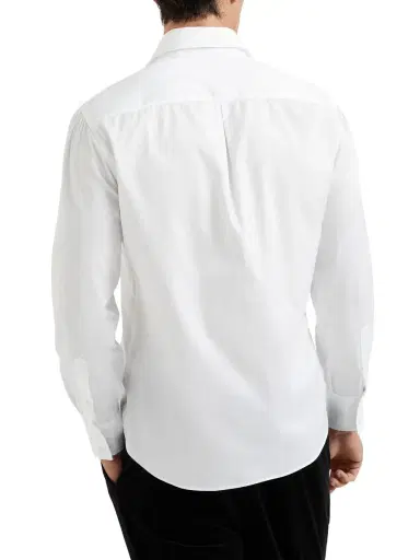 Brunello Cucinelli Men's Twill Basic Fit Shirt - White | Thumbnail 2 Brunello Cucinelli Men's Twill Basic Fit Shirt - White | Thumbnail 2