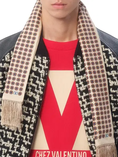 Valentino Garavani Men's Wool Tweed Bomber Jacket with Chez Valentino Patch - Black | Thumbnail 5 Valentino Garavani Men's Wool Tweed Bomber Jacket with Chez Valentino Patch - Black | Thumbnail 5
