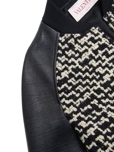 Valentino Garavani Men's Wool Tweed Bomber Jacket with Chez Valentino Patch - Black | Thumbnail 7 Valentino Garavani Men's Wool Tweed Bomber Jacket with Chez Valentino Patch - Black | Thumbnail 7