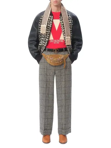 Valentino Garavani Men's Wool Tweed Bomber Jacket with Chez Valentino Patch - Black | Thumbnail 8 Valentino Garavani Men's Wool Tweed Bomber Jacket with Chez Valentino Patch - Black | Thumbnail 8
