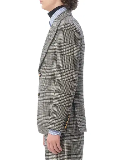 Valentino Garavani Men's Single-Breasted Wool Jacket with Check Pattern on Houndstooth | Thumbnail 4 Valentino Garavani Men's Single-Breasted Wool Jacket with Check Pattern on Houndstooth | Thumbnail 4