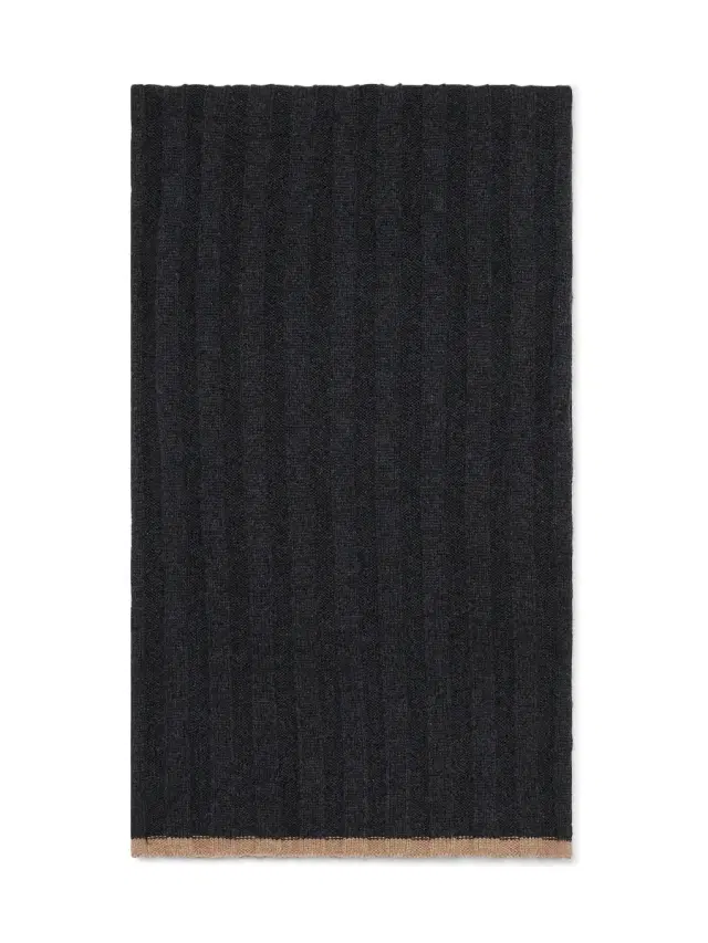 Men's Cashmere Rib Knit Scarf - Anthracite Men's Cashmere Rib Knit Scarf - Anthracite