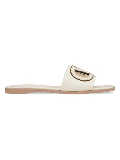 Valentino Garavani Women's Vlogo Cut-Out Calfskin Slide Sandals - Ivory - Size 5.5 | Thumbnail 1 Valentino Garavani Women's Vlogo Cut-Out Calfskin Slide Sandals - Ivory - Size 5.5 | Thumbnail 1