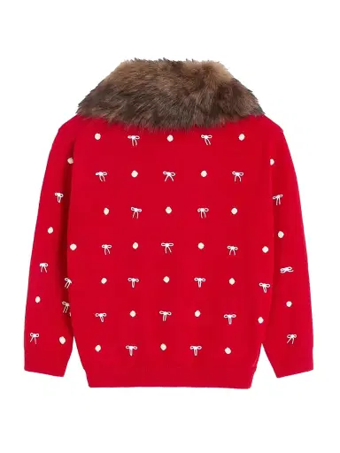 Valentino Garavani Women's Embroidered Wool Cardigan - Red | Thumbnail 2 Valentino Garavani Women's Embroidered Wool Cardigan - Red | Thumbnail 2