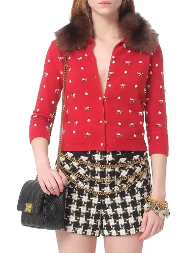 Valentino Garavani Women's Embroidered Wool Cardigan - Red | Thumbnail 3 Valentino Garavani Women's Embroidered Wool Cardigan - Red | Thumbnail 3