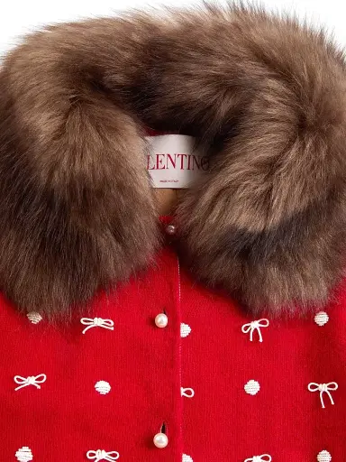 Valentino Garavani Women's Embroidered Wool Cardigan - Red | Thumbnail 6 Valentino Garavani Women's Embroidered Wool Cardigan - Red | Thumbnail 6