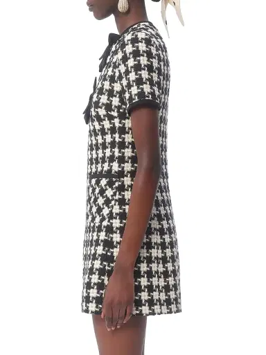 Valentino Garavani Women's Damier Light Tweed Short Dress - Black | Thumbnail 4 Valentino Garavani Women's Damier Light Tweed Short Dress - Black | Thumbnail 4
