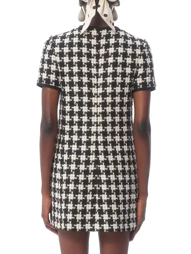 Valentino Garavani Women's Damier Light Tweed Short Dress - Black | Thumbnail 5 Valentino Garavani Women's Damier Light Tweed Short Dress - Black | Thumbnail 5