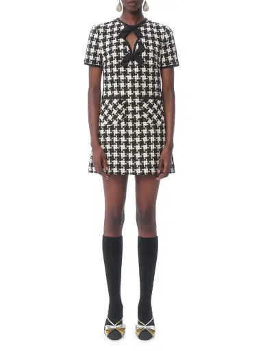 Valentino Garavani Women's Damier Light Tweed Short Dress - Black | Thumbnail 8 Valentino Garavani Women's Damier Light Tweed Short Dress - Black | Thumbnail 8