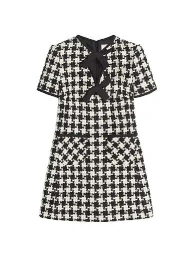 Valentino Garavani Women's Damier Light Tweed Short Dress - Black | Thumbnail 1 Valentino Garavani Women's Damier Light Tweed Short Dress - Black | Thumbnail 1