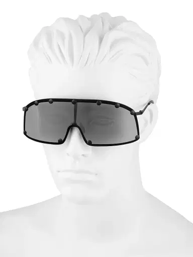 Rick Owens Men's Mirrored Shield Sunglasses - Black | Thumbnail 4 Rick Owens Men's Mirrored Shield Sunglasses - Black | Thumbnail 4
